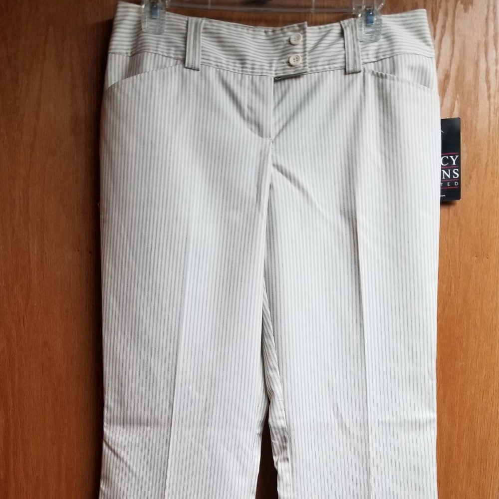 Tracy Evan's Off White Pin Strip Slacks